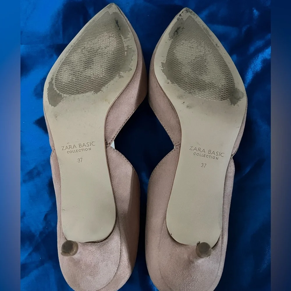 Zara Basic Baby Pink Round Heel Pointed Toe Slingback Women's Shoes Size 37 - Picture 6 of 11